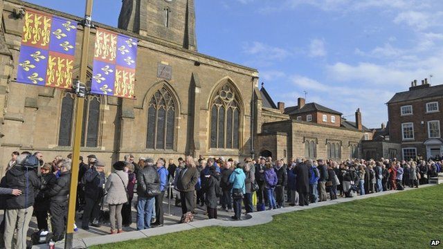 Queue outside Leicester Cathedral