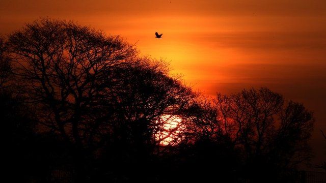 Sun rises over Bannockburn, Scotland