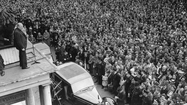 Winston Churchill campaigning in 1945