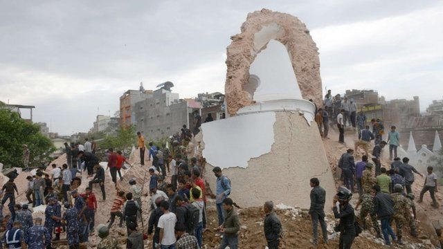 Collapsed tower in Kathmandu