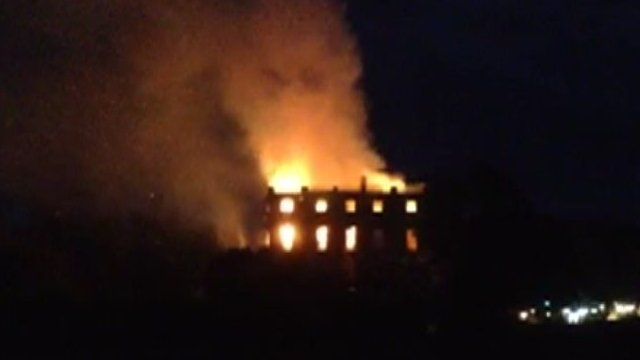 Clandon House ablaze