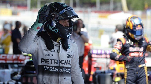 Nico Rosberg celebrates finishing in the top three of qualifying