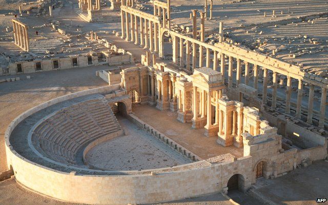 An aerial view taken on January 13, 2009 shows a part of the ancient city of Palmyra