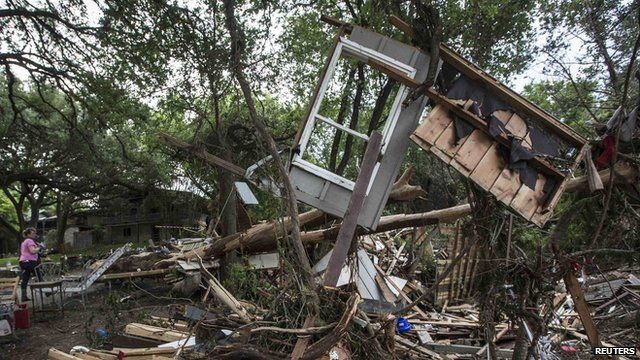 Remains of house damaged in Texas floods