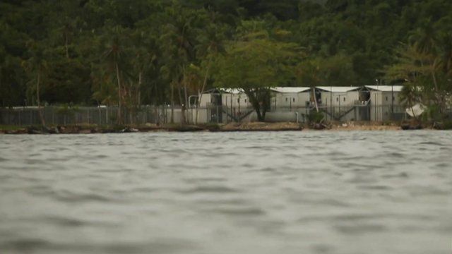 View from the sea of asylum seekers detention camp in Manus province, Papua New Guinea