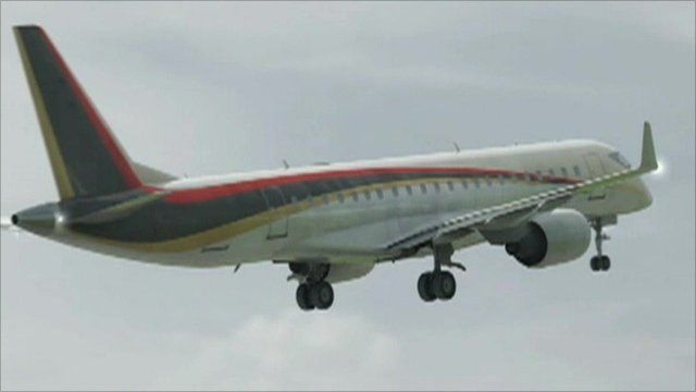 A computer image of the Mitsubishi aircraft