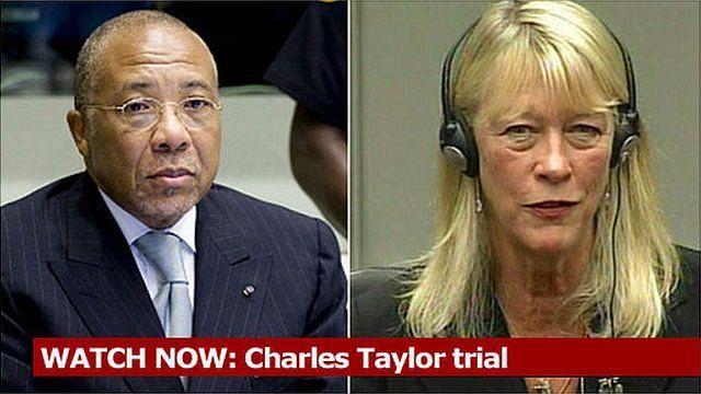 Coverage of Carole White giving evidence at the Charles Taylor trial