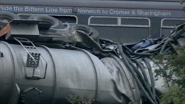 Aftermath Of Derailed Train Crash In Suffolk Bbc News 