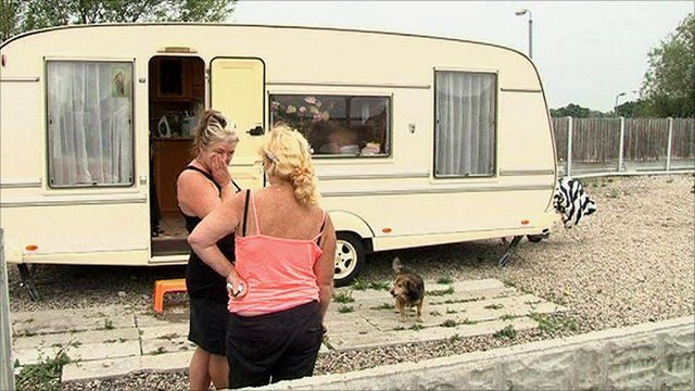 People living in a traveller community in Essex