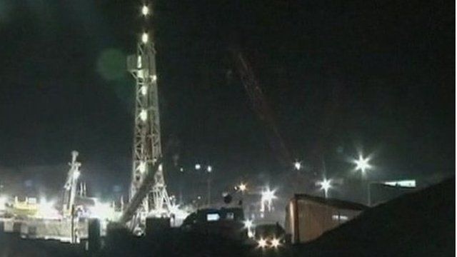 Drilling rig over mine shaft in Chile