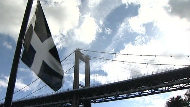 Cornwall flag and Tamar Bridge