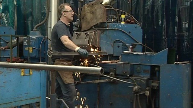 Man works in factory