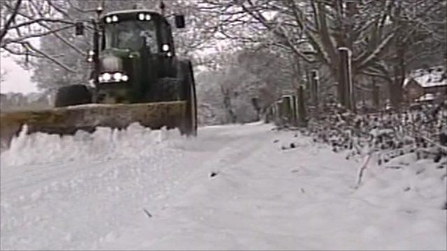 Tractor in the snow