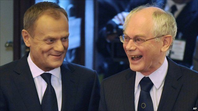Polish PM Donald Tusk and European Council President Herman Van Rompuy