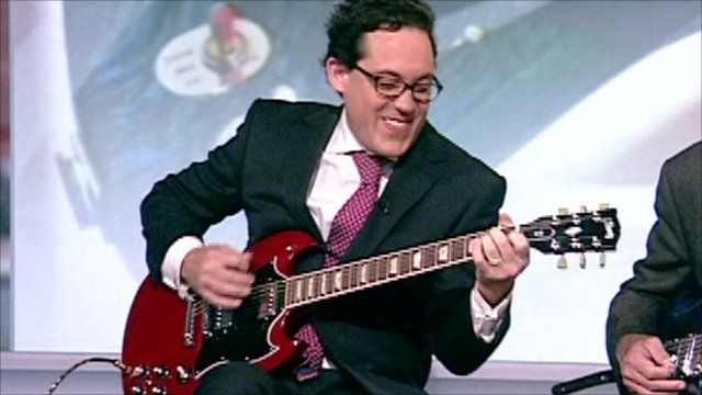 Simon Jack and a Gibson guitar