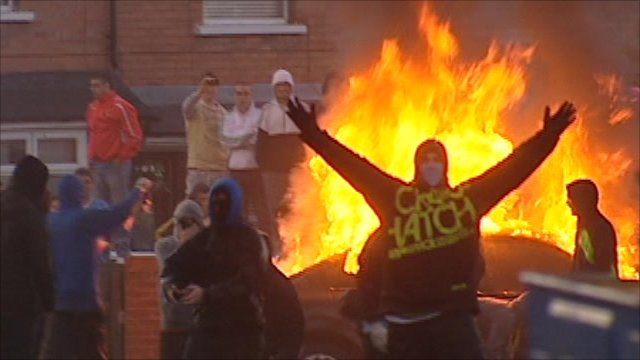 Rioters in Belfast