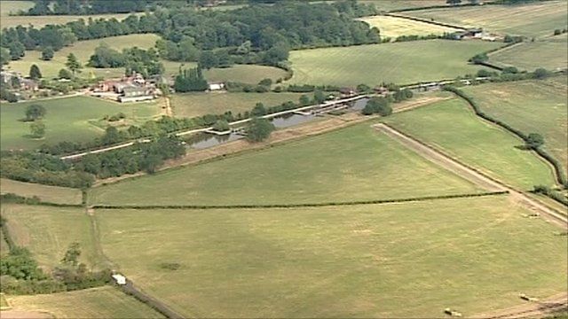 Aerial view of fields