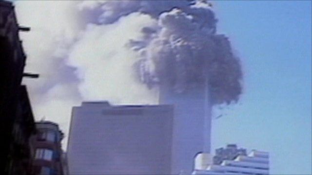 North Tower of the World Trade Center collapses