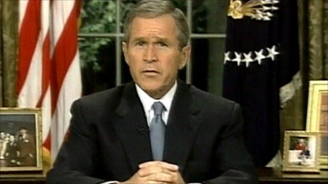 9 11 President Bush Vows To Find People Behind Attacks Bbc News