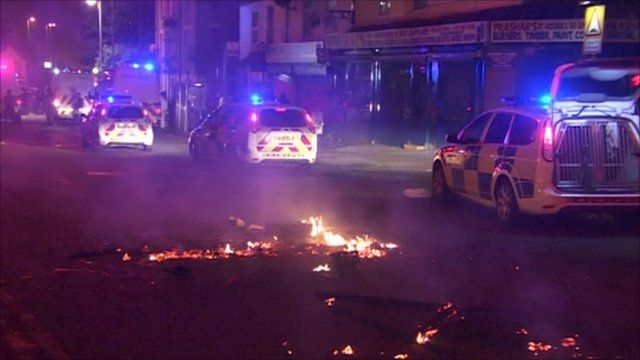 Burning streets in Birmingham