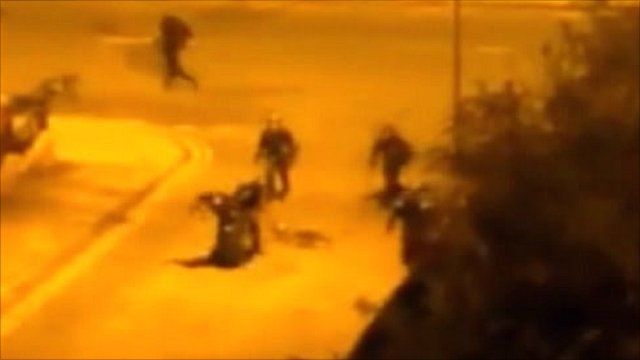 Police tackle suspect