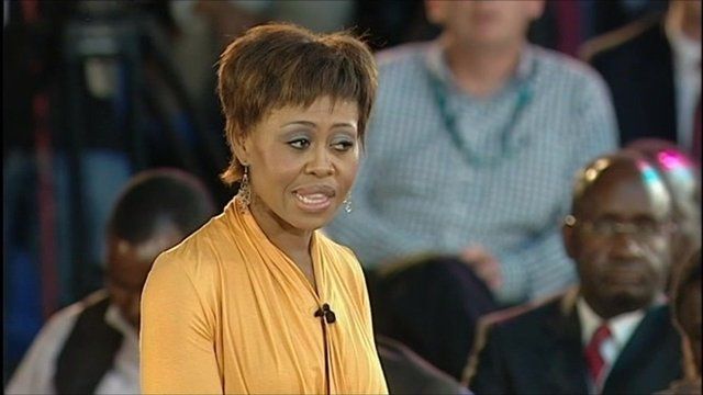 Redi Tlhabi at the BBC World Debate in Zambia