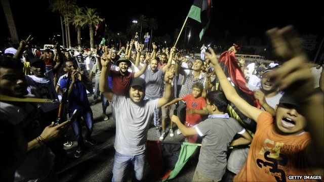 Rebel supporters celebrate in Green Square