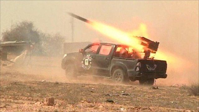 Rocket being launched from a truck
