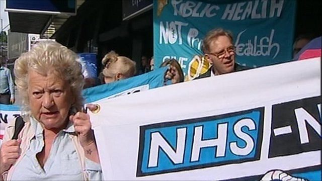 People on NHS reforms protest march