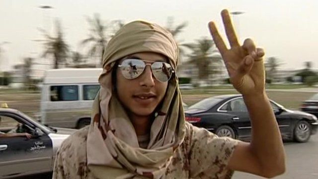 Man making a V sign
