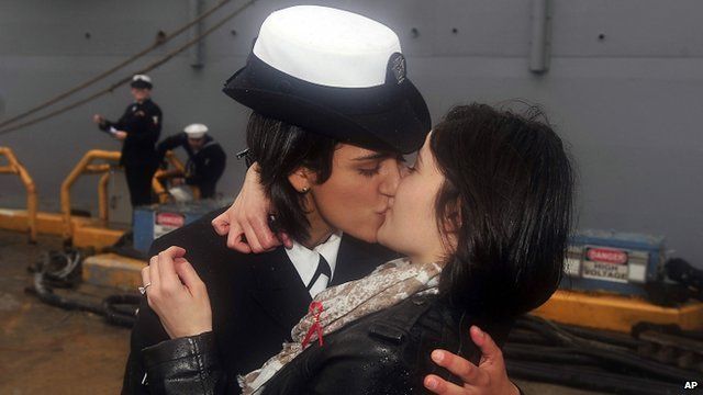 Us Navy Women Have First Gay Kiss Bbc News