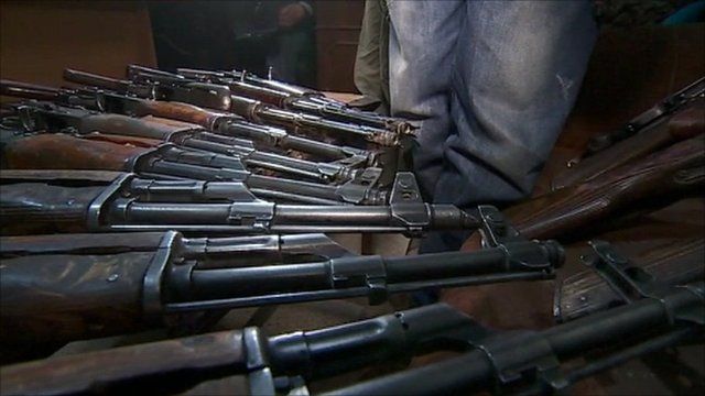 Seized AK-47 assault riffles