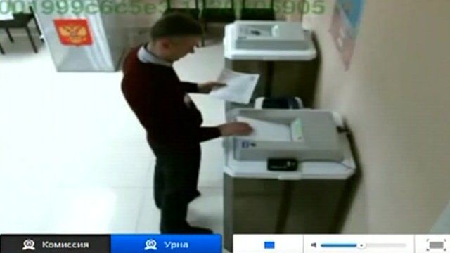 Video Emerges Claiming To Show Russia Ballot Box Stuffing Bbc News 