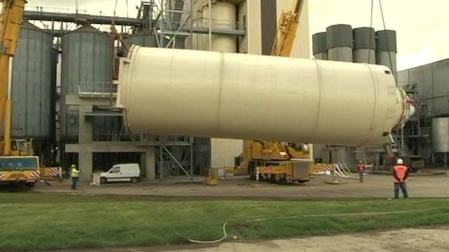 Silo being lifted into place