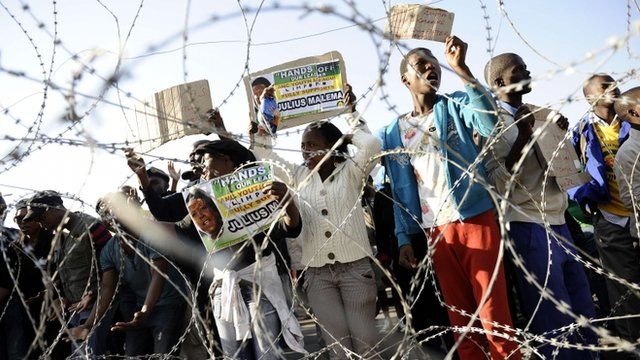 Malema supporters behind barbed wire