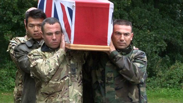 Soldiers practise carrying a coffin