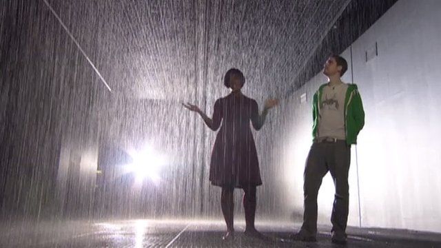 Despite Standing In A Space Filled With Drops Of Falling Water Visitors Remain Dry