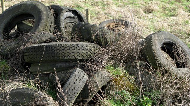 Fly-tipped tyres