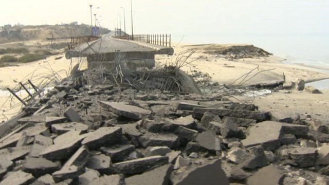 Destroyed bridge in Gaza
