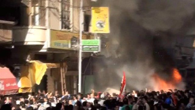 Fire outside the Muslim Brotherhood offices in Alexandria