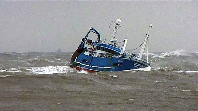 Peterhead boat tossed by stormy sea - BBC News
