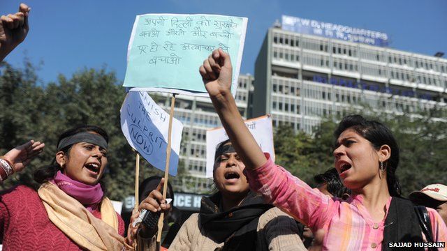 Women in Delhi protesting against rape in India