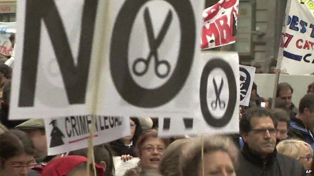 Protesters in Madrid