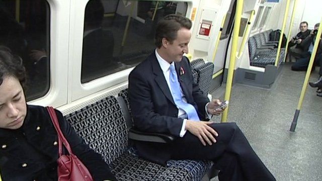 David Cameron on Tube train