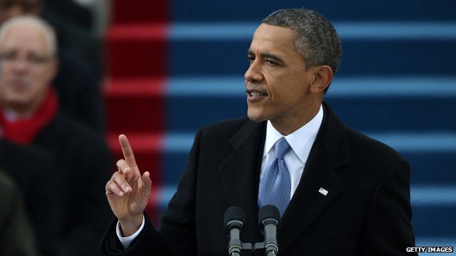 President Barack Obama speaks during the presidential inauguration