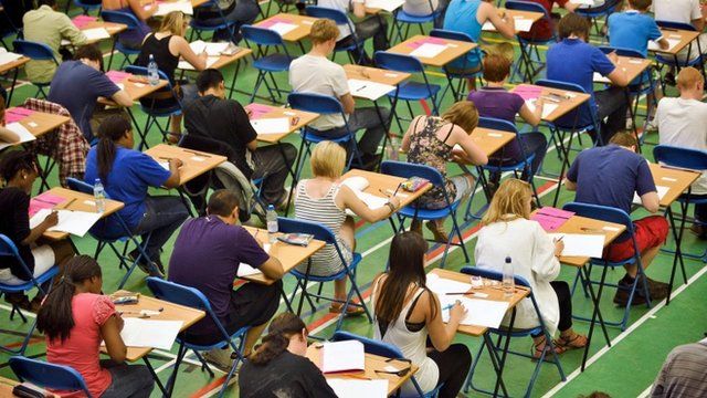 Pupils taking an exam