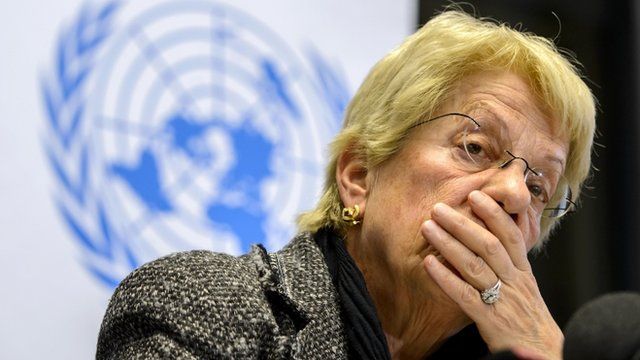 Carla del Ponte looks on during a press conference in Geneva.