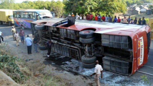 Overturned coach