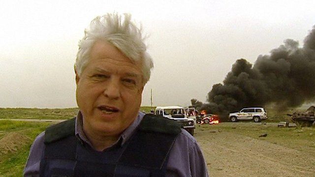 John Simpson doing a piece to camera describing events in the friendly fire incident