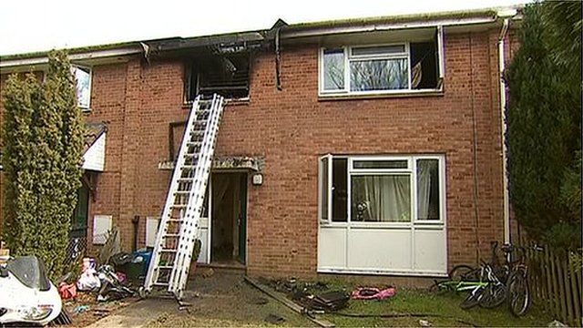 Scene of the fire at Lee Close in Honiton